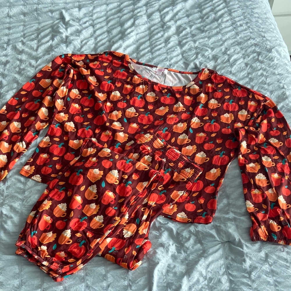 Pumpkin Print Pajama Set